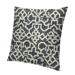 Ulloord  Grey and White Throw Pillow Cushion Cover, Damask Geometric Middle Eastern Effects Design Print, Decorative Square Accent Pillow Case, Dimgrey White