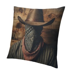 Ulloord Throw Pillow Cushion Cover, Rodeo Cowboy Hat and Cowgirl Boots Retro Background Art Photo, Decorative Square Accent Pillow Case, Brown Black