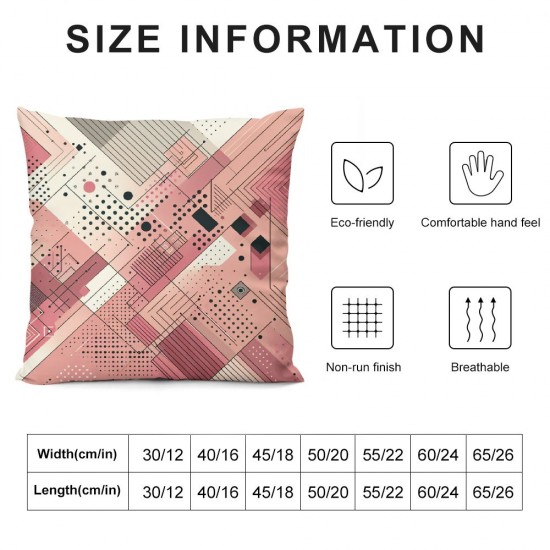 Ulloord Pink Pillow Cover White Decorative Square Cushion Cover Modern Fashion Cushion Case for Party Housewarming ,Single Pack