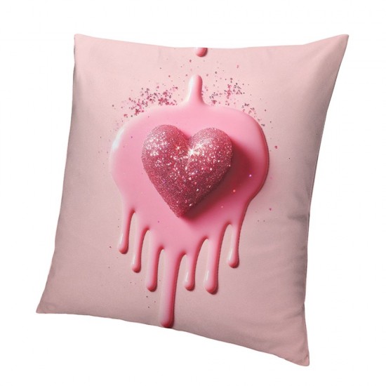 Ulloord Pink Pillow Cover Shining Diamonds Dots Romantic Heart Geometry Decorative Pillow Cover Valentine's Day Themed Throw Pillow Cover for Living Room Couch,Single Pack,