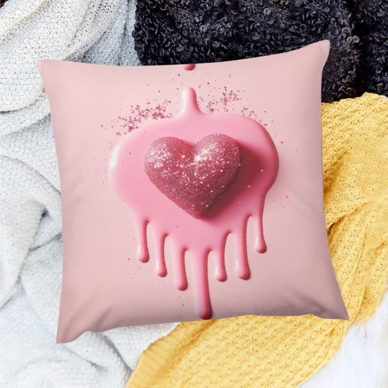 Ulloord Pink Pillow Cover Shining Diamonds Dots Romantic Heart Geometry Decorative Pillow Cover Valentine's Day Themed Throw Pillow Cover for Living Room Couch,Single Pack,