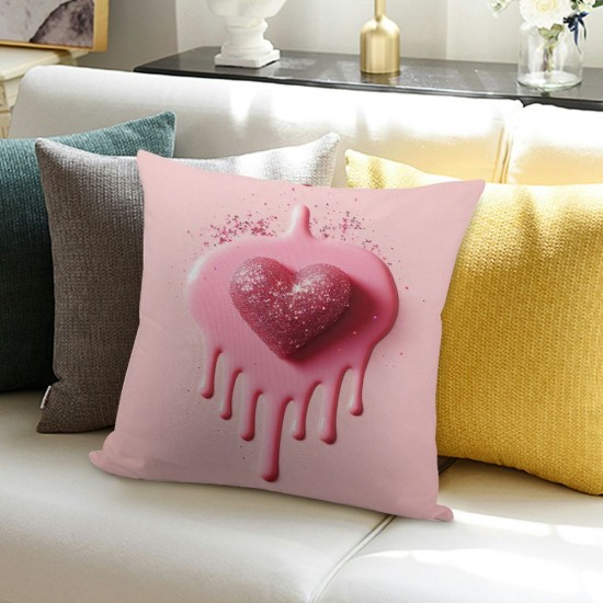 Ulloord Pink Pillow Cover Shining Diamonds Dots Romantic Heart Geometry Decorative Pillow Cover Valentine's Day Themed Throw Pillow Cover for Living Room Couch,Single Pack,