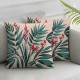 Ulloord Throw Pillow Covers Case for Couch Sofa Cozy Seamless Horizon Border India Banana Leaves Red Flowers Dragon Rainforest Design Nature Textures Pillowcase Home Decoration Soft Linen