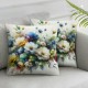 Ulloord Decorative Throw Pillow Cover Cozy Velvet Flower Roses Hand Painting Abstract Floral Design Branch Garden Pattern Graphic Square Pillowcase for Couch Bed