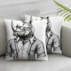 Ulloord  Rhino Pillow Home Decorative Throw Pillow Cover Case Dressed Up Rhino Square Cushion Cover Pillow Cases for Women Girls Boys Sofa Bedroom Livingroom ,Black and White