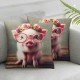 Ulloord  Pig Pillow,Home Decorative Throw Pillow Cover Little Pig Wear Pink Sunglass  Cushion for Couch/Sofa/Bedroom/Livingroom/Kitchen/Car  Square Pillow case