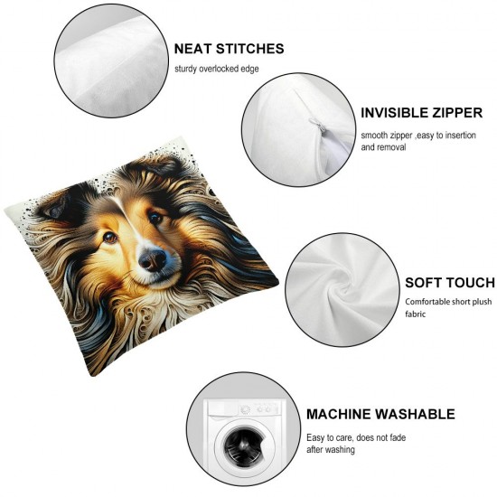 Ulloord Brown Sheltie Dog Oblong Lumbar Throw Pillow Cover/Shams Cushion Case with Zipper for Couch Sofa Pillowcase Only