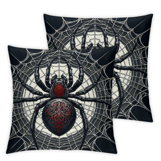 Ulloord Black Pillow Cover for Couch Sofa Bed Wild Red Rose Plants Pillow Cover Golden Web Pillowcase Soft Cushion Case Retro Halloween Outdoor Pillow Cover