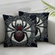 Ulloord Black Pillow Cover for Couch Sofa Bed Wild Red Rose Plants Pillow Cover Golden Web Pillowcase Soft Cushion Case Retro Halloween Outdoor Pillow Cover