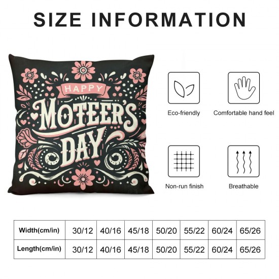 Ulloord Happy for , Gift Ideas for ,Mother’s Day Throw Pillow Cushion Cover Decorative Square