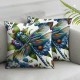 Ulloord Throw Pillow Covers Flower Plants Printed White Purple Decor for Indoor Living Room Couch Bed Home Square with Zipper Cushion Cover