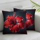 Ulloord Romantic Hibiscus Flower Red Black Floral Backg Hidden Zipper Home Sofa Decorative Throw Pillow Cover Cushion Case  Square Design Printed Pillowcase