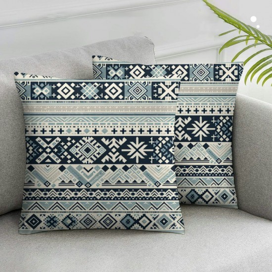 Ulloord Green Blue and Grey Hidden Zipper Home Sofa Decorative Throw Pillow Cover Cushion Case European Square Design Printed Pillowcase