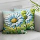 Ulloord Cute White on A Green Backg Hidden Zipper Home Sofa Decorative Throw Pillow Cover Cushion Case Square Design Printed Pillowcase