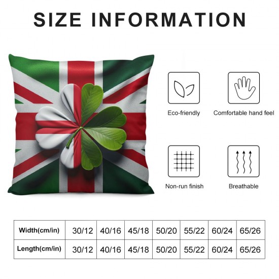 Ulloord Romantic Clover Hidden Zipper Home Sofa Decorative Throw Pillow Cover Cushion Case Square Design Printed Pillowcase