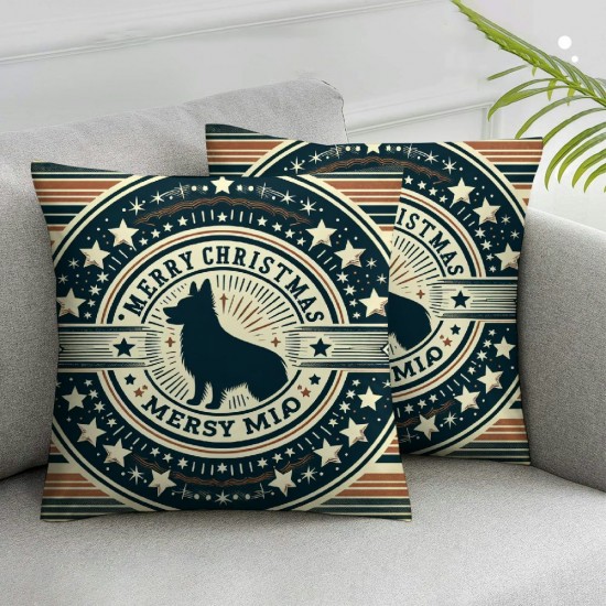 Ulloord Retro Merry Christmas Holiday Romantic Hidden Zipper Home Sofa Decorative Throw Pillow Cover Cushion Case Square Design Pillowcase