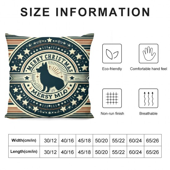 Ulloord Retro Merry Christmas Holiday Romantic Hidden Zipper Home Sofa Decorative Throw Pillow Cover Cushion Case Square Design Pillowcase