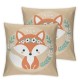 Ulloord Romantic Square Girl Boho Fox Woodland Floral Nursery Hidden Zipper Home Sofa Decorative Throw Pillow Cover Cushion Case  Design Printed Pillowcase