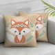 Ulloord Romantic Square Girl Boho Fox Woodland Floral Nursery Hidden Zipper Home Sofa Decorative Throw Pillow Cover Cushion Case  Design Printed Pillowcase