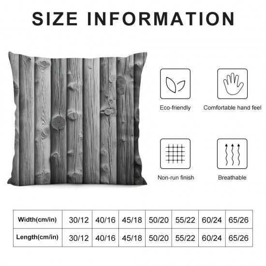 Ulloord  Throw Pillow Covers Brown Wood Wall White Snow Stars Christmas Cushion Cases Home Office Sofa Hidden Zipper Pillowcase Square  Two Sides Printed