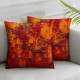 Ulloord  Throw Pillow Covers Rust Color Cushion Cases Home Office Sofa Hidden Zipper Pillowcase Square  Two Sides Printed