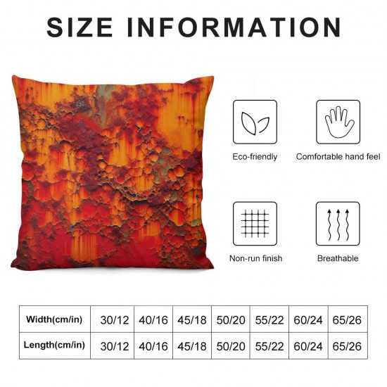 Ulloord  Throw Pillow Covers Rust Color Cushion Cases Home Office Sofa Hidden Zipper Pillowcase Square  Two Sides Printed