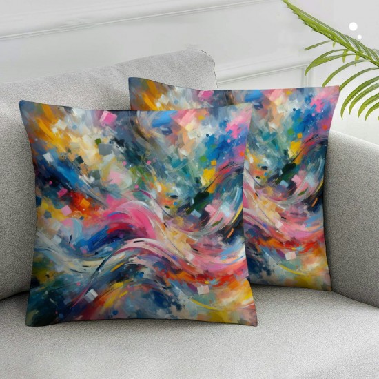 Ulloord Throw Pillow Covers Colorful Copy Space Cushion Cases Home Office Sofa Hidden Zipper Pillowcase Square Two Sides Printed