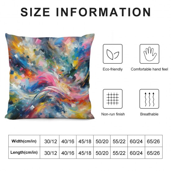 Ulloord Throw Pillow Covers Colorful Copy Space Cushion Cases Home Office Sofa Hidden Zipper Pillowcase Square Two Sides Printed