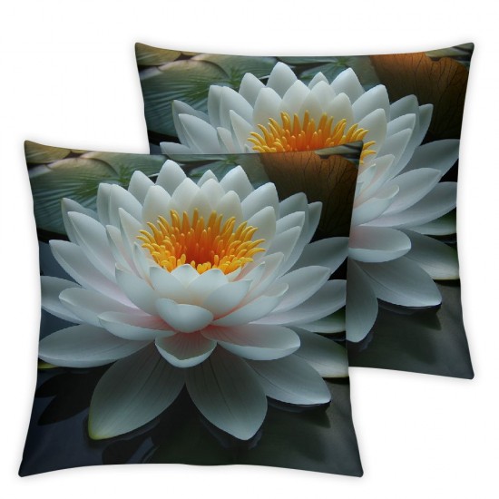 Ulloord Throw Pillow Covers Lotusflower Nelumbo Flower in a Pond Cushion Cases Home Office Sofa Hidden Zipper Pillowcase Square sTwo Sides Printed