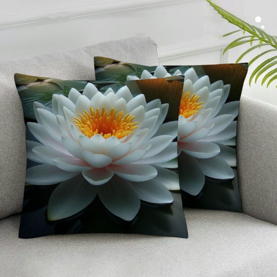 Ulloord Throw Pillow Covers Lotusflower Nelumbo Flower in a Pond Cushion Cases Home Office Sofa Hidden Zipper Pillowcase Square sTwo Sides Printed