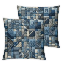 Ulloord  Throw Pillow Covers Abstract Blue Cushion Cases Home Office Sofa Hidden Zipper Pillowcase Square Two Sides Printed