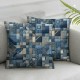 Ulloord  Throw Pillow Covers Abstract Blue Cushion Cases Home Office Sofa Hidden Zipper Pillowcase Square Two Sides Printed