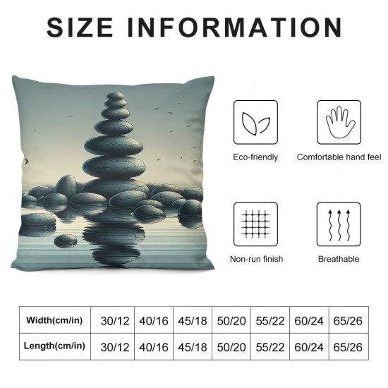 Ulloord Throw Pillow Covers Stacking Stones Water Cushion Cases Home Office Sofa Hidden Zipper Pillowcase Square  Two Sides Printed