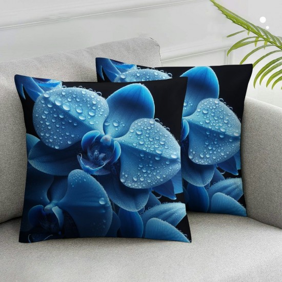 Ulloord Throw Pillow Cover Blue Cushion Case Home Office Sofa Hidden Zipper Pillowcase Square Two Sides Printed