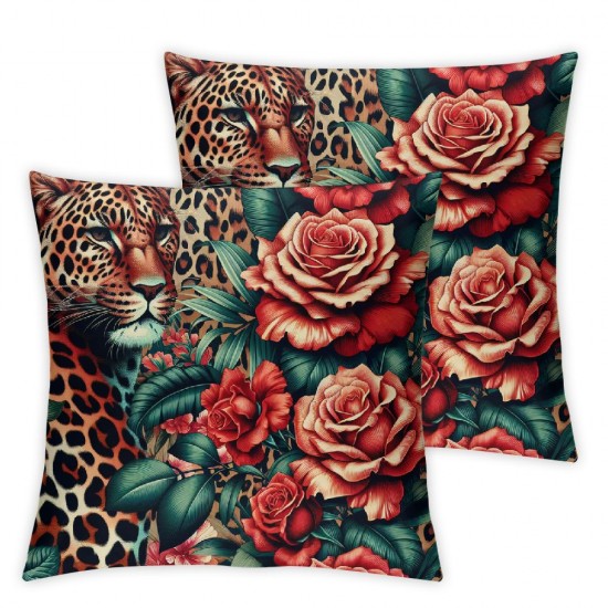 Ulloord Throw Pillow Covers Rose Red Roses Cushion Cases Home Office Sofa Hidden Zipper Pillowcase Square Two Sides Printed