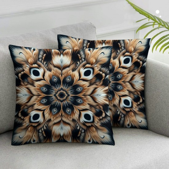 Ulloord  Throw Pillow Covers Leoopard Skin Color Cushion Cases Home Office Sofa Hidden Zipper Pillowcase Square  Two Sides Printed