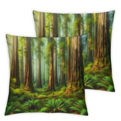 Ulloord  Throw Pillow Covers Redwood Trees Woods Cushion Cases Home Office Sofa Hidden Zipper Pillowcase Square  Two Sides Printed