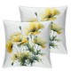 Ulloord Plush Square Green Yellow California Poppy Watercolor Painting Hidden Zipper Home Sofa Decorative  Throw Pillow Cover Cushion Case  Design Printed Pillowcase