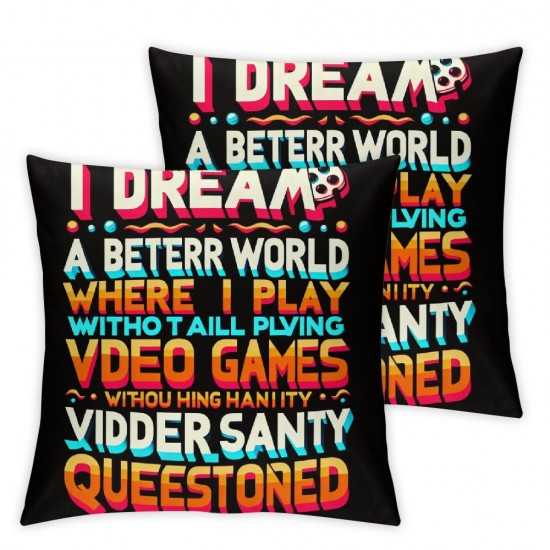 Ulloord Romantic Square Funny Quote for Video Games Geek and Gamer Hidden Zipper Home Sofa Decorative Throw Pillow Cover Cushion Case Design Printed Pillowcase