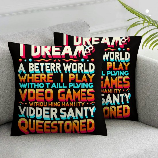 Ulloord Romantic Square Funny Quote for Video Games Geek and Gamer Hidden Zipper Home Sofa Decorative Throw Pillow Cover Cushion Case Design Printed Pillowcase