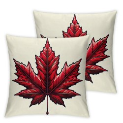 Ulloord Throw Pillow Cover Square Leaf Canadian Flag Autumn Cushion Home Sofa Decor Hidden Zipper Polyester Pillowcase