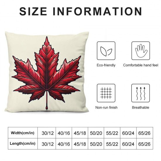 Ulloord Throw Pillow Cover Square Leaf Canadian Flag Autumn Cushion Home Sofa Decor Hidden Zipper Polyester Pillowcase