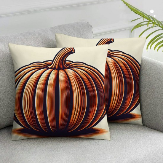 Ulloord Fall Orange Pumpkin Design Romantic Hidden Zipper Home Sofa Decorative Throw Pillow Cover Cushion Case  Square Design Printed Pillowcase