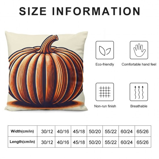 Ulloord Fall Orange Pumpkin Design Romantic Hidden Zipper Home Sofa Decorative Throw Pillow Cover Cushion Case  Square Design Printed Pillowcase