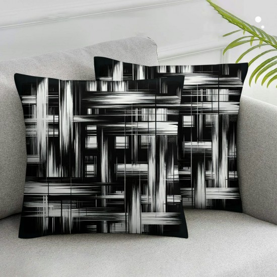 Ulloord Throw Pillow Cover Black White Striped Cushion Case Home Office Sofa Hidden Zipper Pillowcase Square