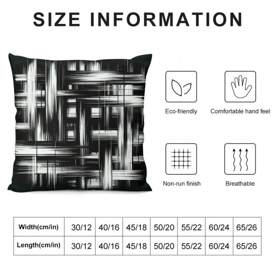 Ulloord Throw Pillow Cover Black White Striped Cushion Case Home Office Sofa Hidden Zipper Pillowcase Square