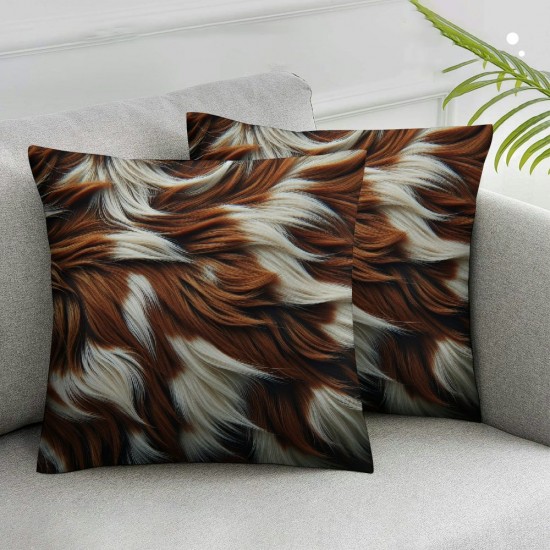 Ulloord Polyester Brown Black White Hidden Zipper Home Decorative Square Throw Pillow Cover Cushion Case Design Printed Pillowcase