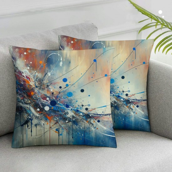 Ulloord Throw Pillow Cover Art Abstract Cushion Case Home Office Sofa Hidden Zipper Pillowcase Square Two Sides Printed