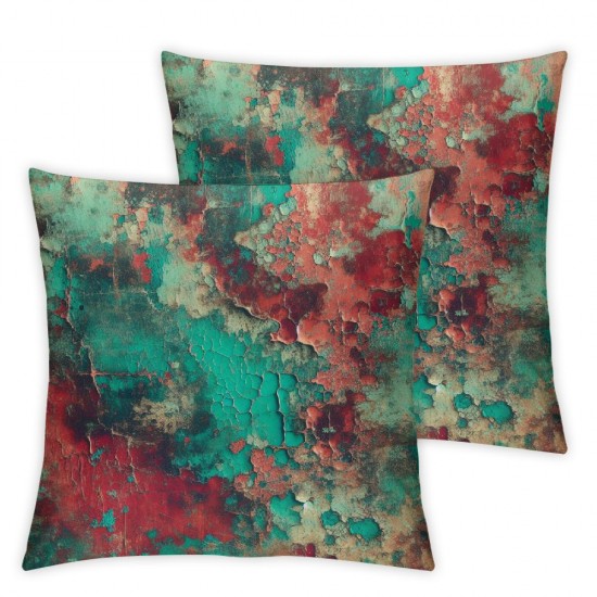 Ulloord Modern Copper and Green Textured Look Hidden Zipper Home Sofa Decorative Throw Pillow Cover Cushion Case Square  Design Printed Pillowcase