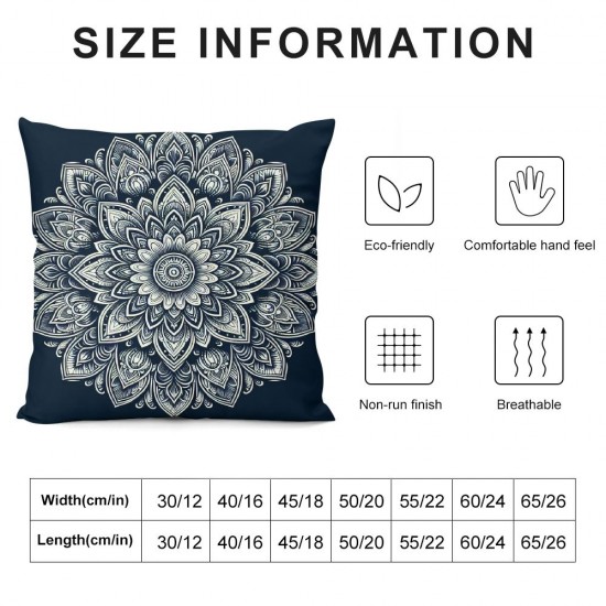 Ulloord Square Modern Navy Blue Abstract Floral Illustration Hidden Zipper Home Sofa Decorative Throw Pillow Cover Cushion Case Design Printed Pillowcase